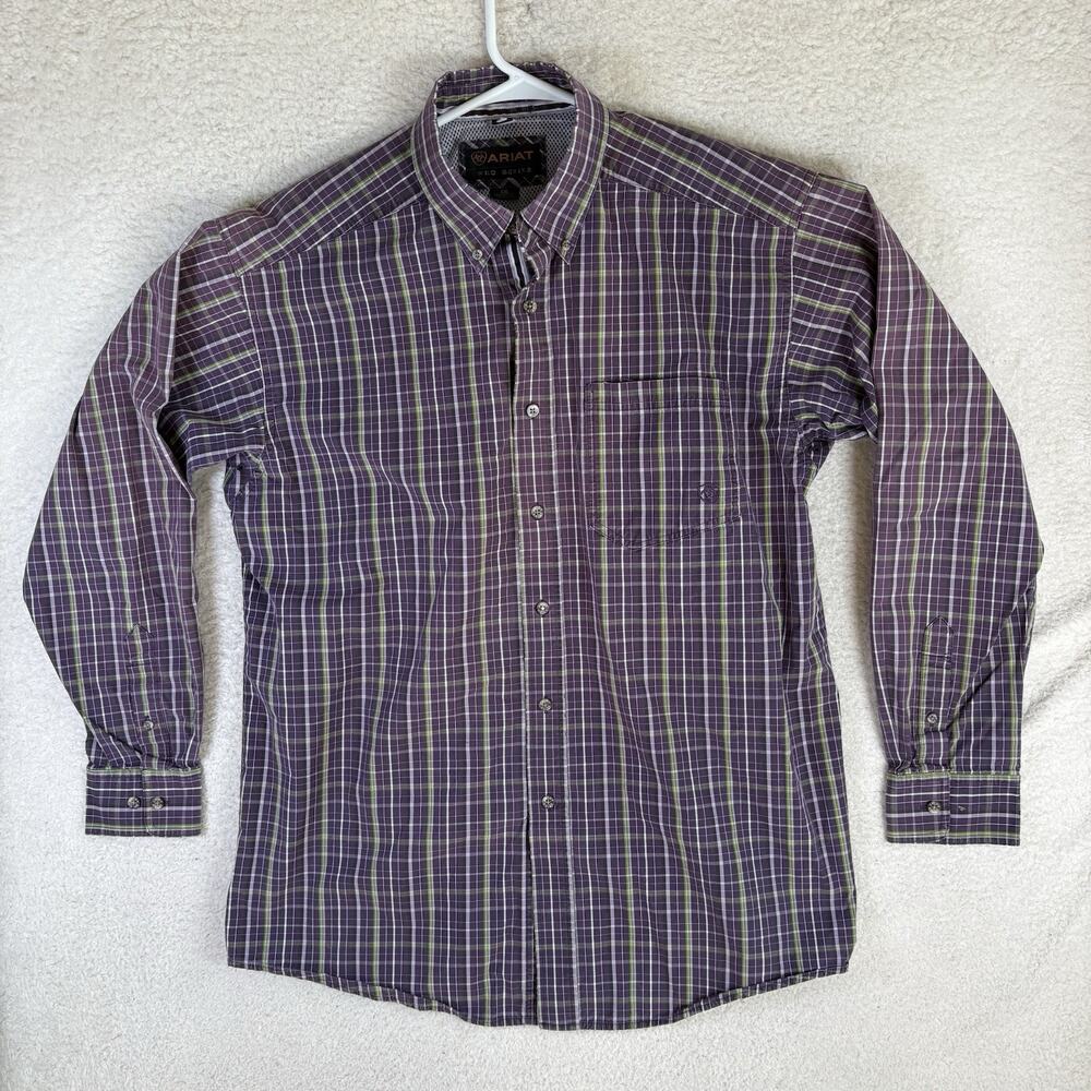 Ariat Pro Series Shirt Mens Large Plaid Pocket Western Work Button Up Collared